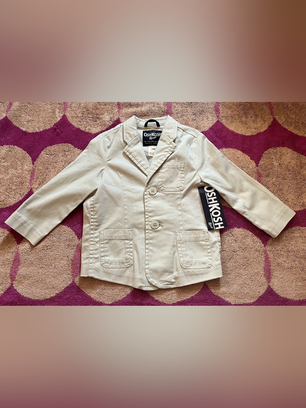 NWT OshKosh B'gosh Light Khaki Cotton Blazer size 18M